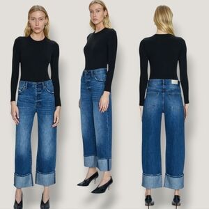 Pistola Women's Ryder High Rise Cuffed Straight Jeans in Fulton/Dark Wash